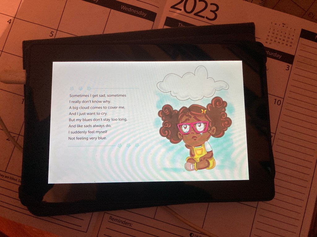 "sometimes I Get..." featured spread on a Kindle